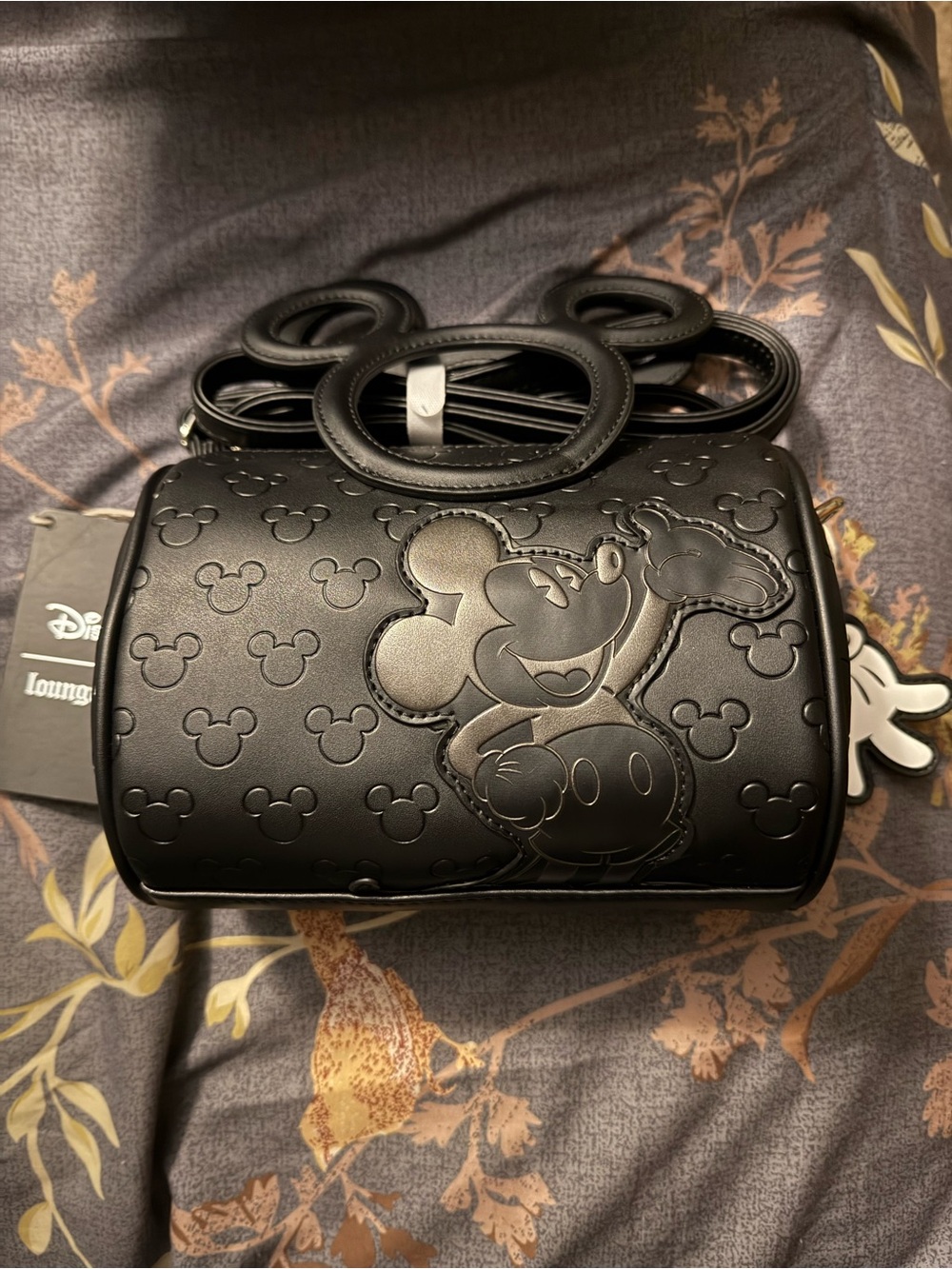 Loungefly Black Embossed Mickey Mouse Crossbody Bag